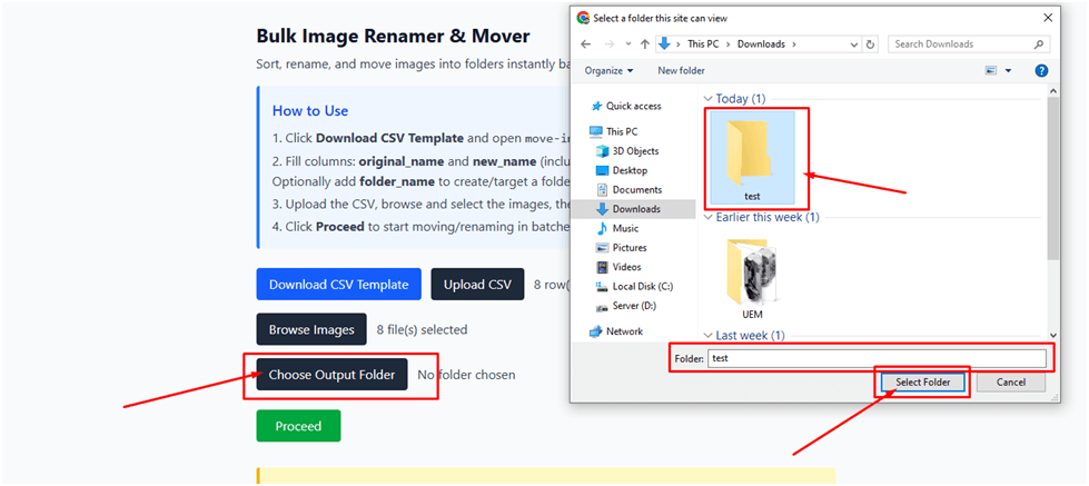 Export failed links screenshot